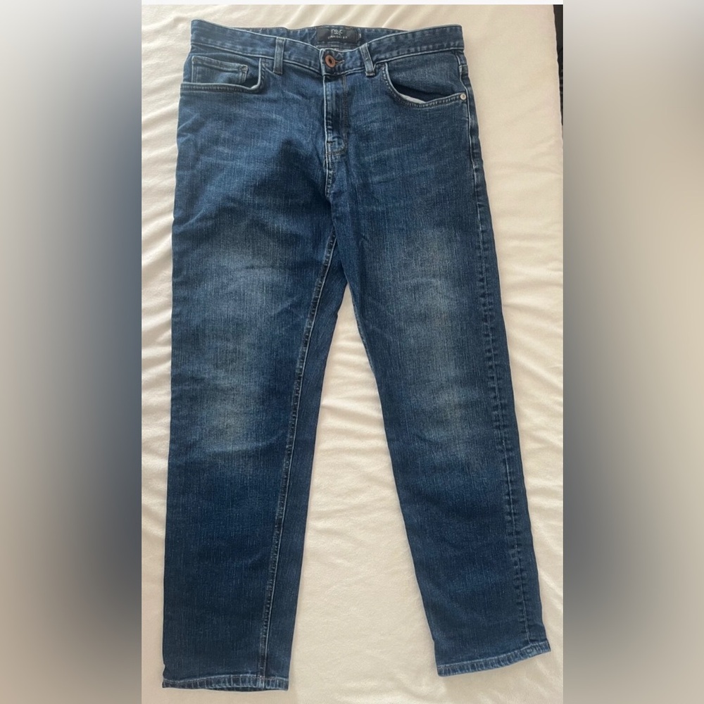 Mens Next Jeans Size 34R Blue Denim Straight Fit Pants W34 L31